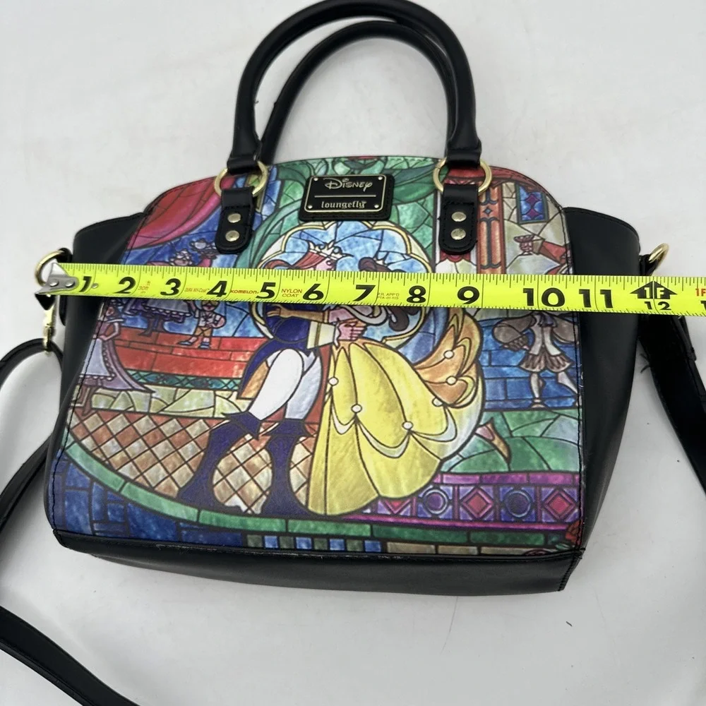 Disney Loungefly Beauty and the Beast Stained Glass Satchel Crossbody Bag EUC